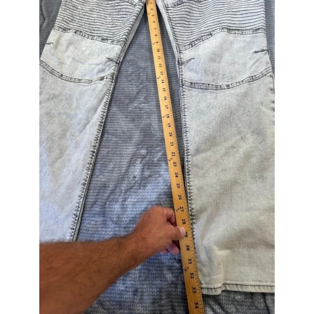 True Religion Mens Rocco Biker Slim Fit Moto‎ Jeans Grey Acid Wash Size 44x33
